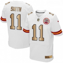 Men Nike Kansas City Chiefs 11 Alex Smith Elite WhiteGold NFL Jersey