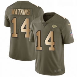 Men Nike Kansas City Chiefs 14 Sammy Watkins Limited OliveGold 2017 Salute to Service NFL Jersey