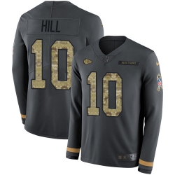 Nike Chiefs 10 Tyreek Hill Anthracite Salute to Service Men s Stitched NFL Limited Therma Long Sleeve Jersey