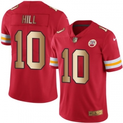 Nike Chiefs #10 Tyreek Hill Red Mens Stitched NFL Limited Gold Rush Jersey