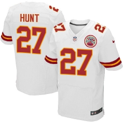 Nike Chiefs #27 Kareem Hunt White Mens Stitched NFL Elite Jersey