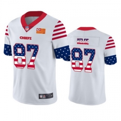 Nike Chiefs 87 Travis Kelce White USA Flag Fashion Limited Jersey