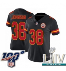 2020 Super Bowl LIV Women Kansas City Chiefs #38 Dontae Johnson Limited Black Rush Vapor Untouchable Football Jersey