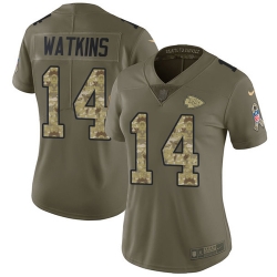 Nike Chiefs #14 Sammy Watkins Olive Camo Womens Stitched NFL Limited 2017 Salute to Service Jersey