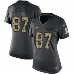 Nike Chiefs #87 Travis Kelce Black Womens Stitched NFL Limited 2016 Salute to Service Jersey