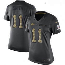 Womens Nike Kansas City Chiefs 11 Alex Smith Limited Black 2016 Salute to Service NFL Jersey