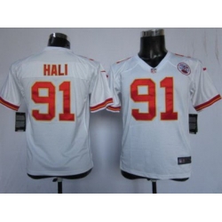 Youth Nike Kansas City Chiefs 91 Tamba Hali White Nike NFL Jerseys