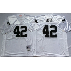 Men Las Vegas Raiders 42 Ronnie Lott White M&N Throwback Jersey