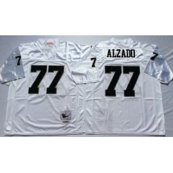 Men Las Vegas Raiders 77 Lyle Alzado White M&N Throwback Jersey