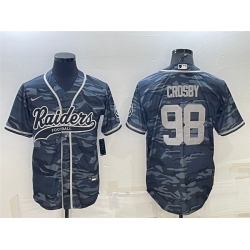 Men Las Vegas Raiders 98 Maxx Crosby Grey Camo With Patch Cool Base Stitched Baseball Jersey