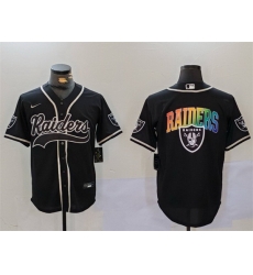 Men Las Vegas Raiders Black Team Big Logo With Patch Cool Base Stitched Baseball Jersey