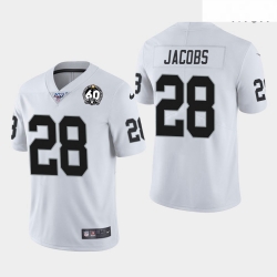 Men Oakland Raiders 28 Josh Jacobs 60th Anniversary Vapor Limited Jersey   White