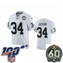 Men Oakland Raiders #34 Bo Jackson White 60th Anniversary Vapor Untouchable Limited Player 100th Season Football Jersey