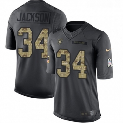 Mens Nike Oakland Raiders 34 Bo Jackson Limited Black 2016 Salute to Service NFL Jersey