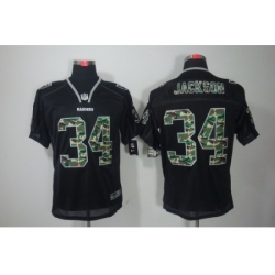 Nike Oakland Raiders 34 Bo Jackson Black Lights Out Elite Camo Number NFL Jersey