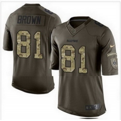 Nike Oakland Raiders #81 Tim Brown Green Mens Stitched NFL Limited Salute to Service Jersey