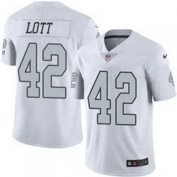 Nike Raiders #42 Ronnie Lott White Mens Stitched NFL Limited Rush Jersey