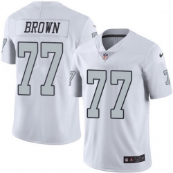 Nike Raiders 77 Trent Brown White Men Stitched NFL Limited Rush Jersey