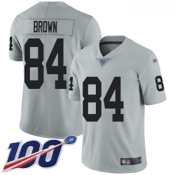 Raiders 84 Antonio Brown Silver Men Stitched Football Limited Inverted Legend 100th Season Jersey