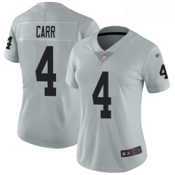 Raiders #4 Derek Carr Silver Women Stitched Football Limited Inverted Legend Jersey