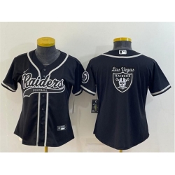 Women Las Vegas Raiders Black Team Big Logo With Patch Cool Base Stitched Baseball Jersey