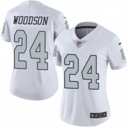 Womens Nike Oakland Raiders 24 Charles Woodson Limited White Rush Vapor Untouchable NFL Jersey