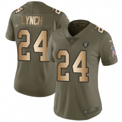 Womens Nike Oakland Raiders 24 Marshawn Lynch Limited OliveGold 2017 Salute to Service NFL Jersey