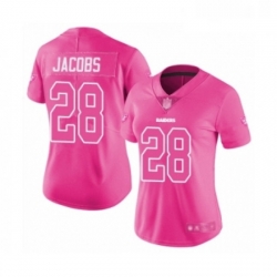 Womens Oakland Raiders 28 Josh Jacobs Limited Pink Rush Fashion Football Jersey