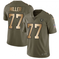 Nike Raiders #77 Kolton Miller Olive Gold Youth Stitched NFL Limited 2017 Salute to Service Jersey