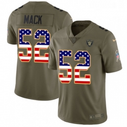 Youth Nike Oakland Raiders 52 Khalil Mack Limited OliveUSA Flag 2017 Salute to Service NFL Jersey