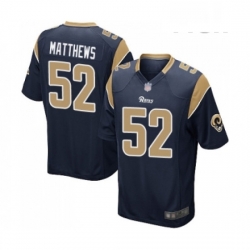 Men Los Angeles Rams 52 Clay Matthews Game Navy Blue Team Color Football Jersey