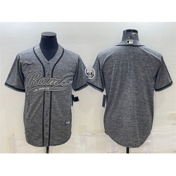 Men Los Angeles Rams Blank Grey With Patch Cool Base Stitched Baseball Jersey