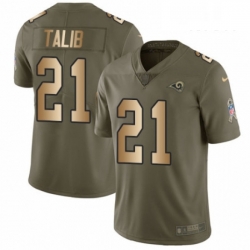 Men Nike Los Angeles Rams 21 Aqib Talib Limited OliveGold 2017 Salute to Service NFL Jersey