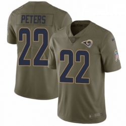 Men Nike Los Angeles Rams 22 Marcus Peters Limited Olive 2017 Salute to Service NFL Jersey