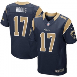 Men Nike Rams #17 Robert Woods Navy Blue Team Color Stitched NFL Elite Jersey