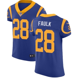 Nike Rams #28 Marshall Faulk Royal Blue Alternate Mens Stitched NFL Vapor Untouchable Elite Jersey