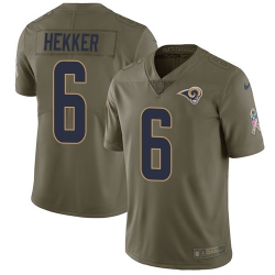 Nike Rams #6 Johnny Hekker Olive Mens Stitched NFL Limited 2017 Salute to Service Jersey