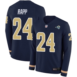 Rams 24 Taylor Rapp Navy Blue Team Color Men Stitched Football Limited Therma Long Sleeve Jersey