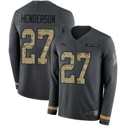 Rams 27 Darrell Henderson Anthracite Salute to Service Men Stitched Football Limited Therma Long Sleeve Jersey