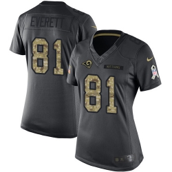 Nike Rams #81 Gerald Everett Black Womens Stitched NFL Limited 2016 Salute to Service Jersey