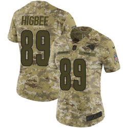 Nike Rams #89 Tyler Higbee Camo Women Stitched NFL Limited 2018 Salute to Service Jersey