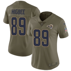 Nike Rams #89 Tyler Higbee Olive Womens Stitched NFL Limited 2017 Salute to Service Jersey