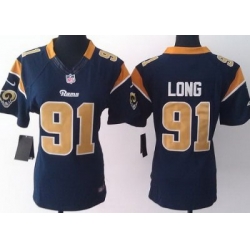 Women Nike St.Louis Rams 91 Chris Long Dark Blue LIMITED Jerseys