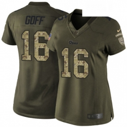 Womens Nike Los Angeles Rams 16 Jared Goff Elite Green Salute to Service NFL Jersey