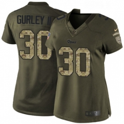 Womens Nike Los Angeles Rams 30 Todd Gurley Elite Green Salute to Service NFL Jersey