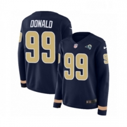 Womens Nike Los Angeles Rams 99 Aaron Donald Limited Navy Blue Therma Long Sleeve NFL Jersey