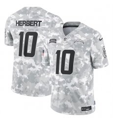 Men Los Angeles Chargers 10 Justin Herbert 2024 Arctic Camo Salute To Service Limited Stitched Football Jersey