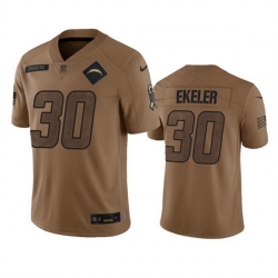 Men Los Angeles Chargers 30 Austin Ekeler 2023 Brown Salute To Service Limited Stitched Jersey