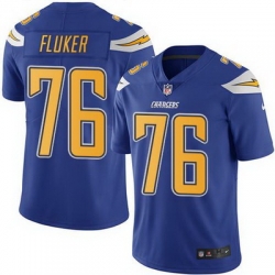 Nike Chargers #76 D J  Fluker Electric Blue Mens Stitched NFL Limited Rush Jersey