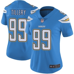 Chargers 99 Jerry Tillery Electric Blue Alternate Women Stitched Football Vapor Untouchable Limited Jersey